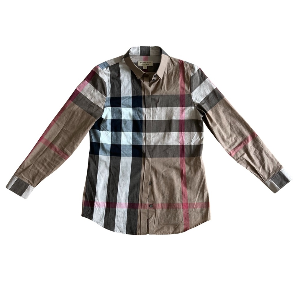 Burberry Check Button Down Collar Shirt XS